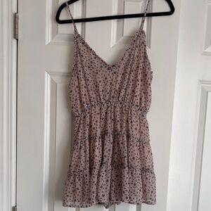 Pink Spaghetti Strap Tiered Romper